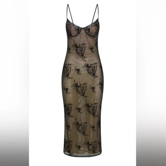 MESHKI Venice embroidered mesh midi dresss - Picture 7 of 8